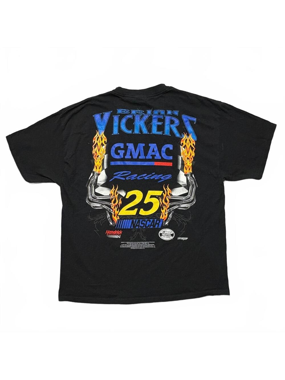 VTG Y2K Brian Vickers NASCAR GMAC Racing 25 Graphic T-Shirt Men's L Black Racing